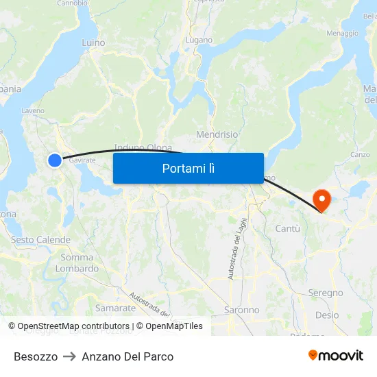 Besozzo to Anzano Del Parco map