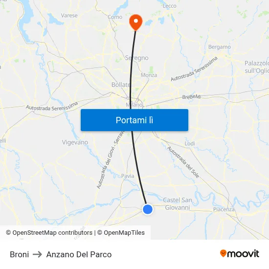 Broni to Anzano Del Parco map