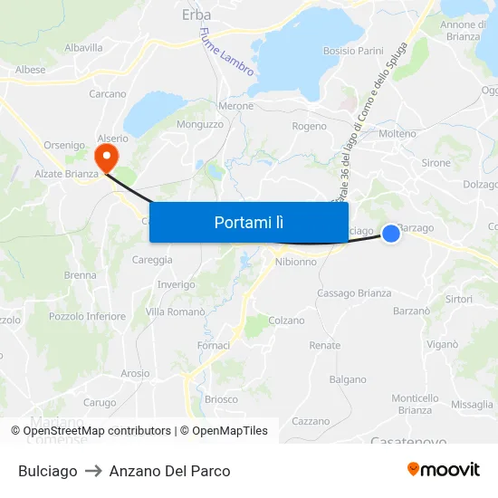 Bulciago to Anzano Del Parco map