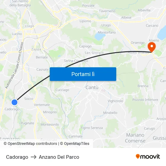 Cadorago to Anzano Del Parco map