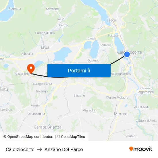 Calolziocorte to Anzano Del Parco map