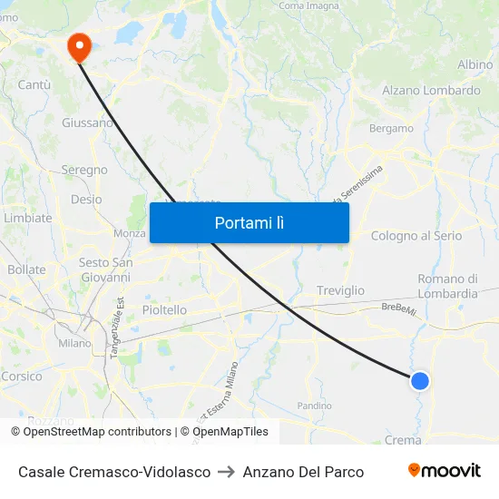 Casale Cremasco-Vidolasco to Anzano Del Parco map