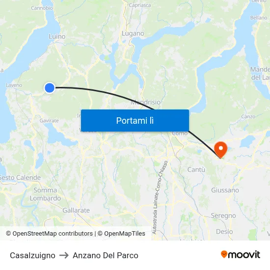 Casalzuigno to Anzano Del Parco map