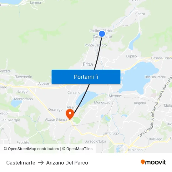 Castelmarte to Anzano Del Parco map