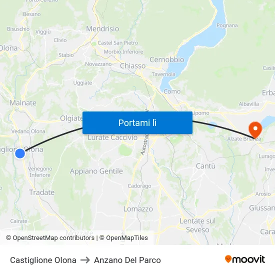 Castiglione Olona to Anzano Del Parco map