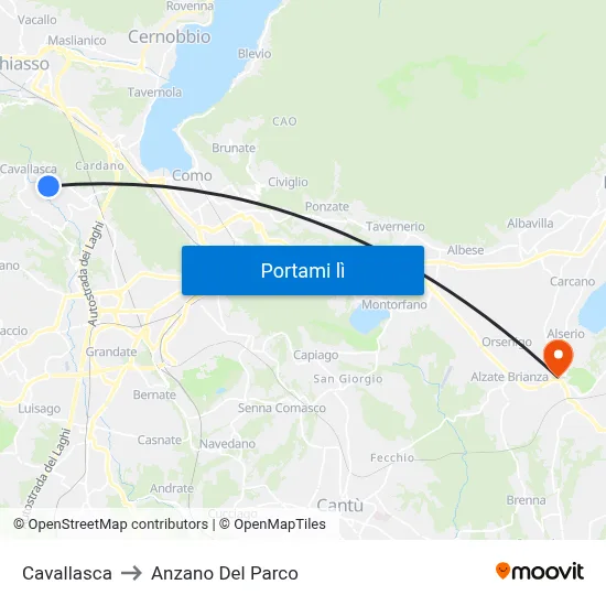 Cavallasca to Anzano Del Parco map