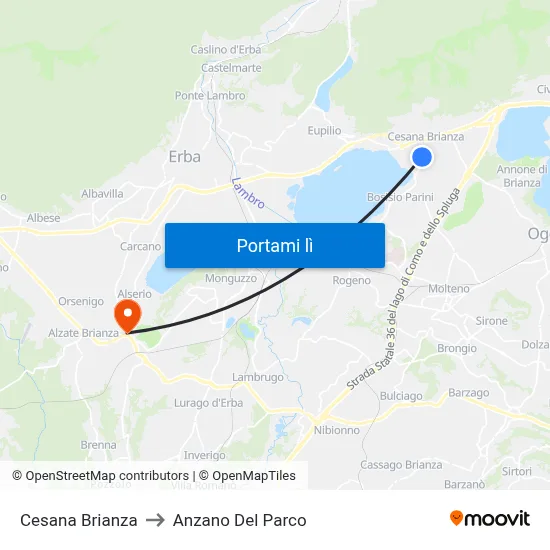 Cesana Brianza to Anzano Del Parco map