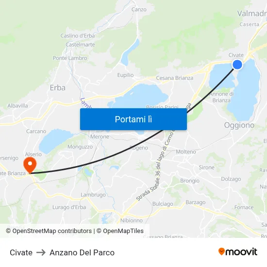 Civate to Anzano Del Parco map
