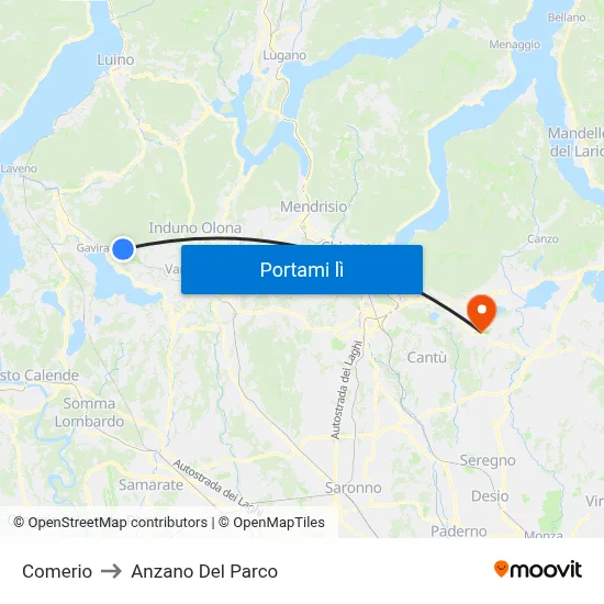Comerio to Anzano Del Parco map