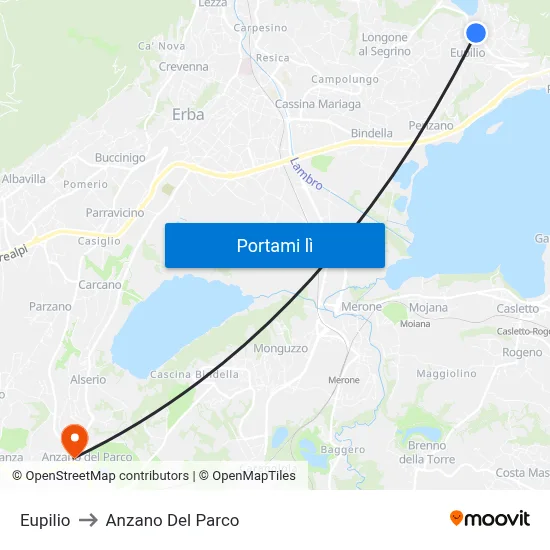 Eupilio to Anzano Del Parco map