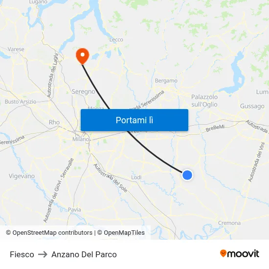 Fiesco to Anzano Del Parco map