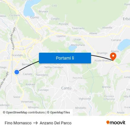 Fino Mornasco to Anzano Del Parco map