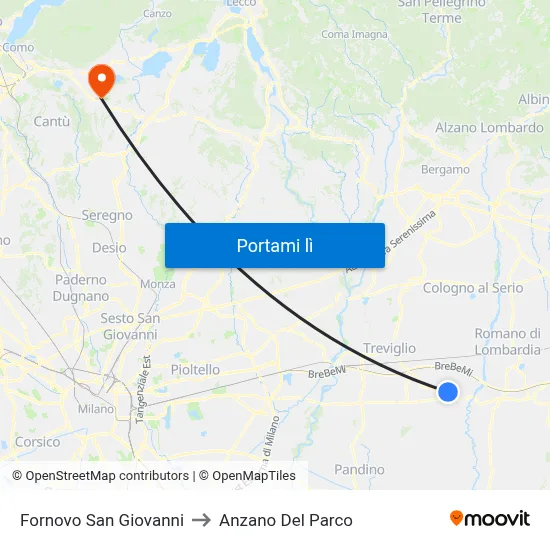 Fornovo San Giovanni to Anzano Del Parco map