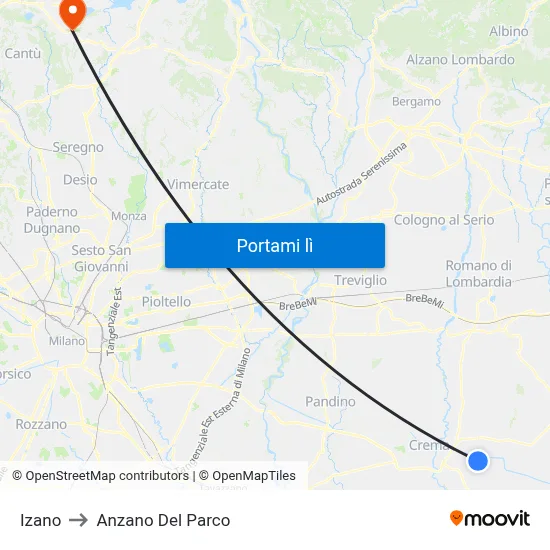 Izano to Anzano Del Parco map
