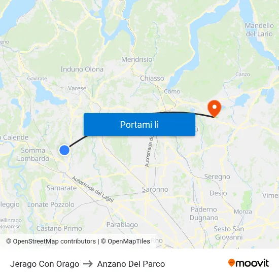Jerago Con Orago to Anzano Del Parco map