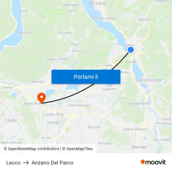 Lecco to Anzano Del Parco map