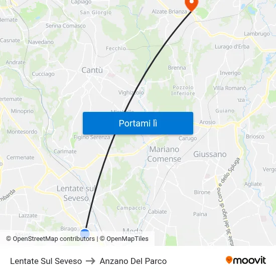 Lentate Sul Seveso to Anzano Del Parco map