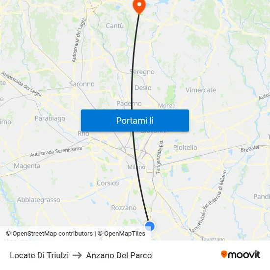 Locate Di Triulzi to Anzano Del Parco map