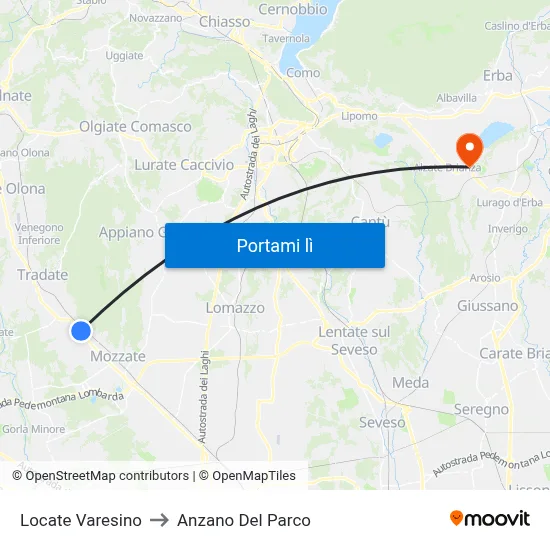 Locate Varesino to Anzano Del Parco map