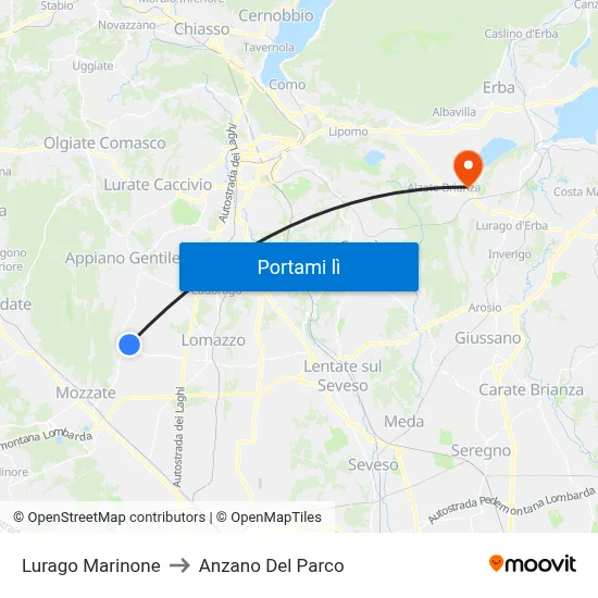 Lurago Marinone to Anzano Del Parco map