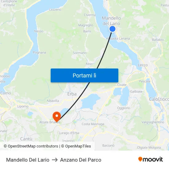 Mandello Del Lario to Anzano Del Parco map