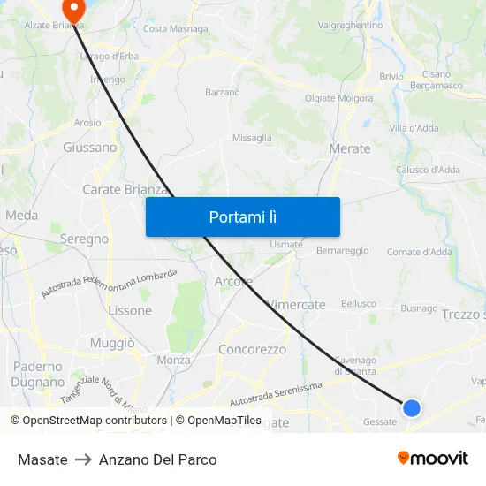 Masate to Anzano Del Parco map