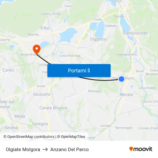 Olgiate Molgora to Anzano Del Parco map