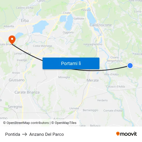 Pontida to Anzano Del Parco map