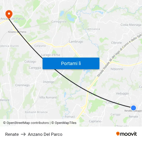 Renate to Anzano Del Parco map