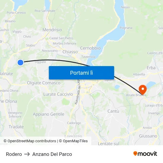 Rodero to Anzano Del Parco map