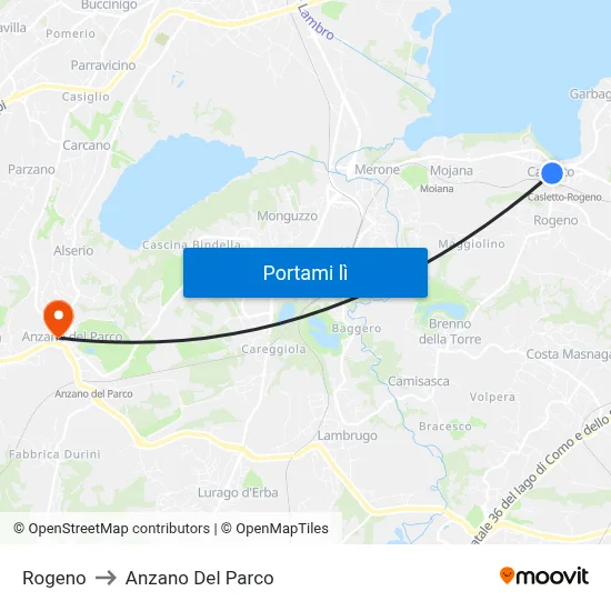 Rogeno to Anzano Del Parco map