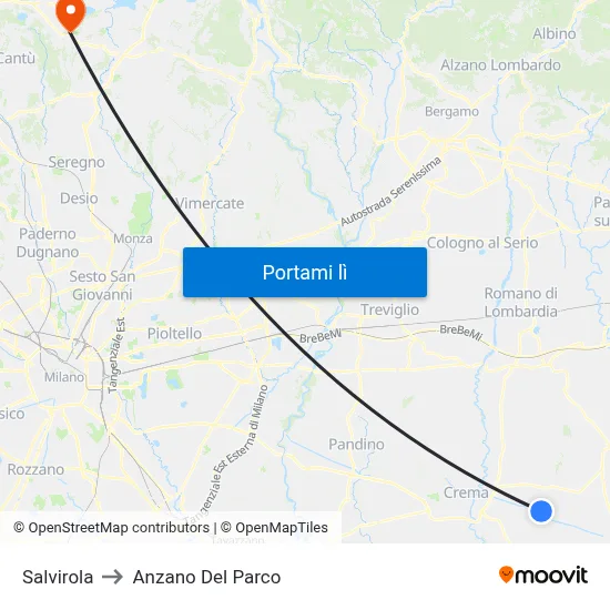 Salvirola to Anzano Del Parco map