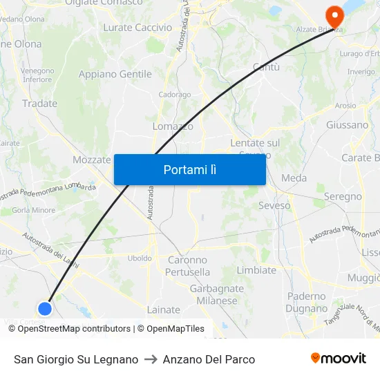 San Giorgio Su Legnano to Anzano Del Parco map