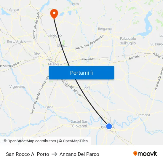 San Rocco Al Porto to Anzano Del Parco map