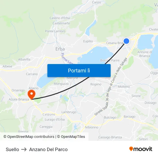 Suello to Anzano Del Parco map