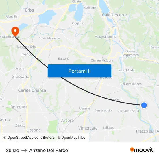 Suisio to Anzano Del Parco map