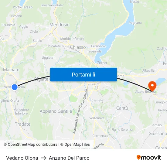 Vedano Olona to Anzano Del Parco map