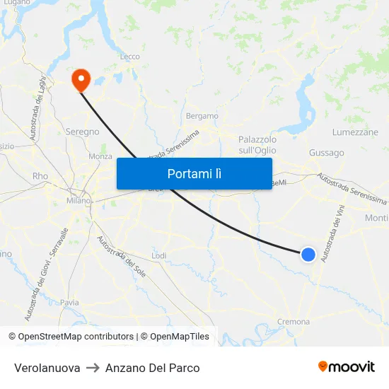 Verolanuova to Anzano Del Parco map