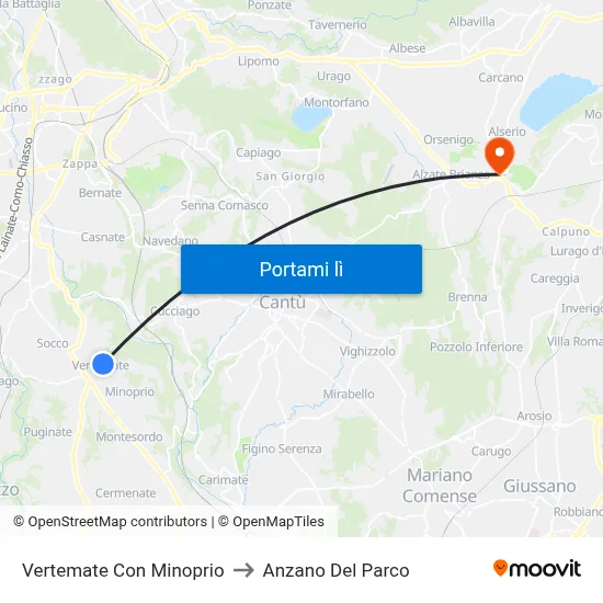Vertemate Con Minoprio to Anzano Del Parco map