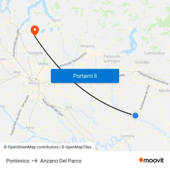 Pontevico to Anzano Del Parco map