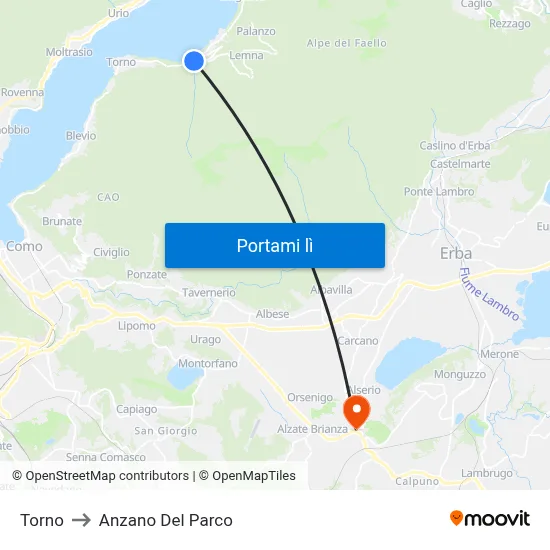 Torno to Anzano Del Parco map