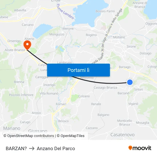 BARZAN? to Anzano Del Parco map