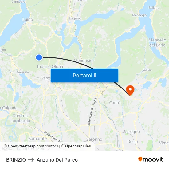 BRINZIO to Anzano Del Parco map