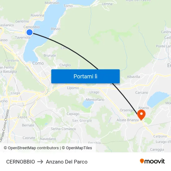 CERNOBBIO to Anzano Del Parco map