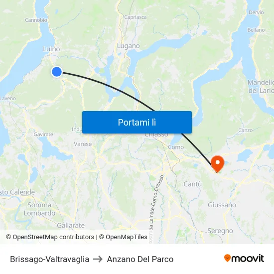 Brissago-Valtravaglia to Anzano Del Parco map