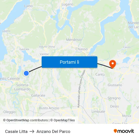 Casale Litta to Anzano Del Parco map