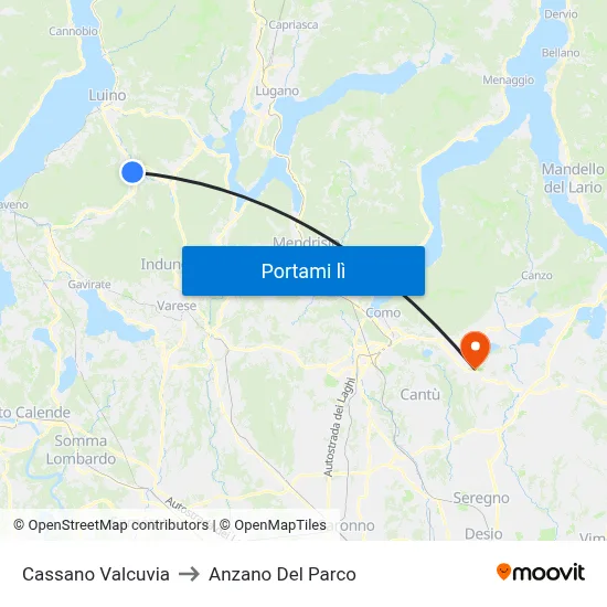 Cassano Valcuvia to Anzano Del Parco map