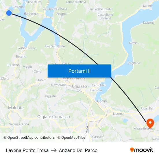 Lavena Ponte Tresa to Anzano Del Parco map