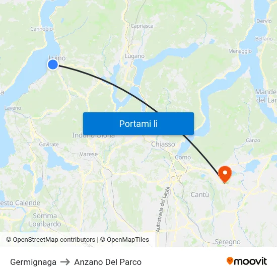 Germignaga to Anzano Del Parco map