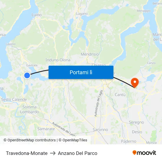 Travedona-Monate to Anzano Del Parco map